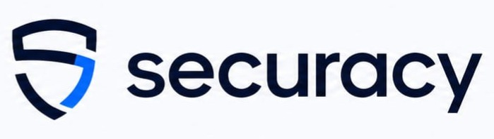 Securacy logo op blauwe achtergrond